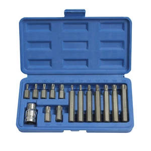 Torx 15 teilig Bitsatz 1/2 Zoll Adapter Schraubendreher TX 20 - 55 x 30/70mm CV - Bild 1 von 1