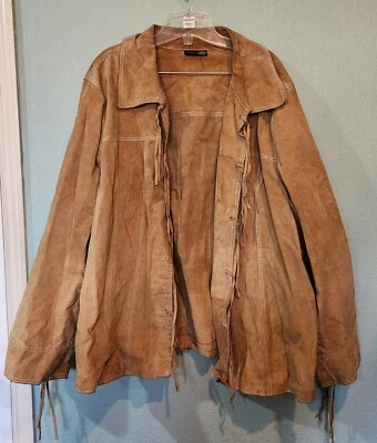 Chaqueta De Colección Lane Bryant Años 90 Y2k Cuero Gamuza Flecos Western Hipster Tostada Talla 26 28 Foto 1 de 4
