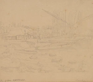 Fischereihafen von Buchy, 1857, Bleistift Romantik Unbekannt (19.Jhd) - Bild 1 von 5
