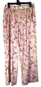 Sleep by Cacique Lane Bryant Pajama Lounge Pants 14/16 Plus Pink Floral Cream - Picture 1 of 8