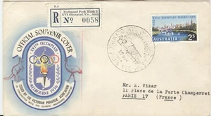 AUSTRALIA 1956 Olympic Games Melbourne Registered cover Swimming Sta Kiosk 3 RRR - Picture 1 of 2