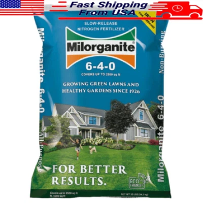 Fertilizante para césped multiusos 32 lb liberación lenta nitrógeno 6-4-0 no quema nuevo Foto 1 de 4
