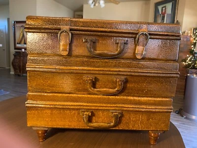 Vintage Suitcase Travel Case Accent Table Distressed Stacked - Image 1 of 4