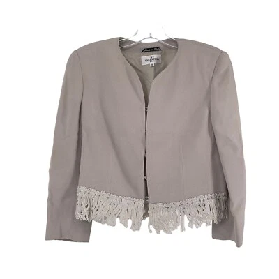 Blazer Valentino Vintage Miss V Gris Cintura Corta Hombro Almohadillas Años 90 Talla 42 EE. UU. 8 Foto 1 de 4