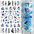 3D Nail Art Decals Blue Butterfly Rose Tulip Flowers Leaf Self-Adhesive Stickers