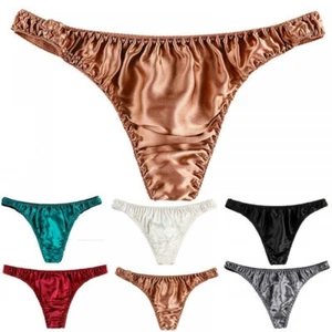 Herren Glänzend 100 % Seide Satin G-String Tangas Unterwäsche Beutel Höschen Bikini Neu - Bild 1 von 23