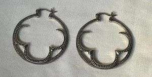 Vintage Signed SK .925 Sterling Silver Hoop Earrings Pierced Post Back - Picture 1 of 11