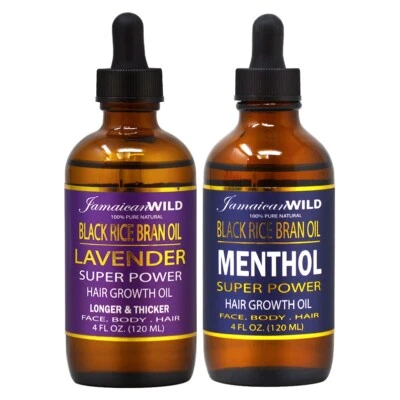 Aceite de lavanda de salvado de arroz negro salvaje jamaicano 4 oz + aceite de mentol 4 oz con lima de uñas gratis Foto 1 de 2