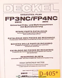 Deckel FP3NC FP4NC, Herramienta Universal Fresado Taladrado, Manual de Repuestos 1985 - Imagen 1 de 1