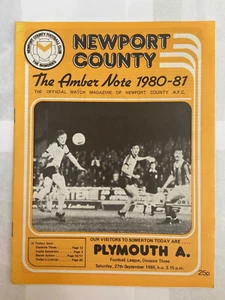 Programa de fútbol americano Newport County v Plymouth 27 de septiembre de 1980 División 3 824c - Imagen 1 de 2
