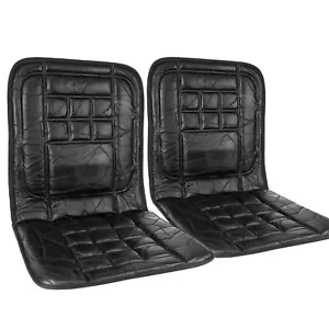 ORTHOPAEDIC LEATHER CAR FRONT SEAT PAIR COVER BACK SUPPORT CUSHION COVERS BLACK - Picture 1 of 8