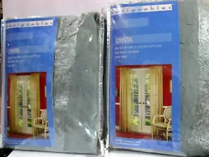 Lot of 2 Designables Crystal One Panel Curtain 52"w x 84"L Green Mist Polyester - Picture 1 of 5