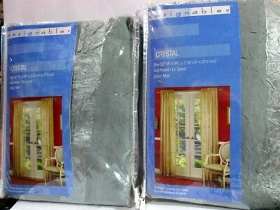 Lot of 2 Designables Crystal One Panel Curtain 52"w x 84"L Green Mist Polyester - Image 1 of 4