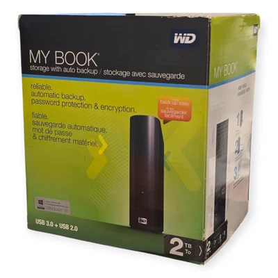 WD My Book Desktop 2TB Storage USB 3.0 Backup Security Hard Drive WDBACW0020HBK - Image 1 of 4