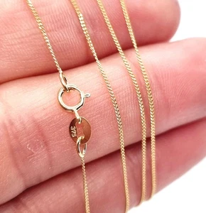 9ct 375 Yellow Gold Delicate Curb Necklace Pendant Chain - 24inch - 0.8mm - Picture 1 of 18