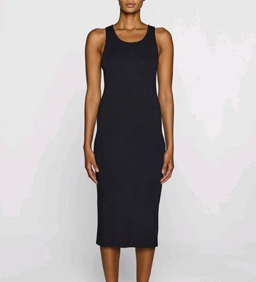 Small BLEUSALT Malibu Woman's Black Super-Soft Fuzzy Interior Midi Tank Dress - Image 1 of 4
