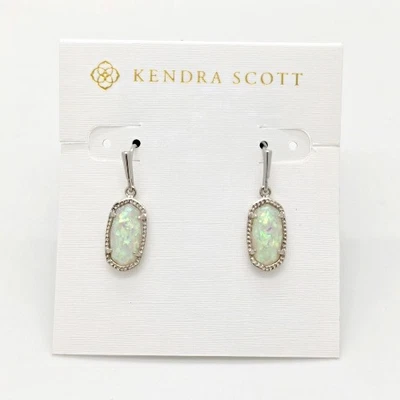 Nuevos pendientes colgantes de plata Kendra Scott Lee en ópalo blanco Foto 1 de 2