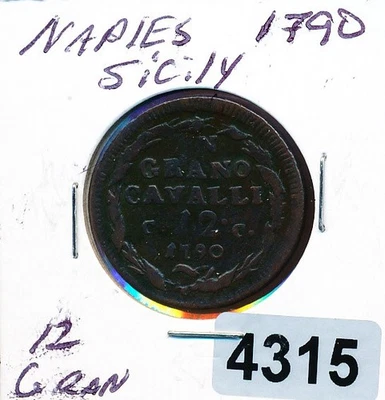 ITALY - SICILY - 1790 - 12 GRANO - #4315 - Image 1 of 2