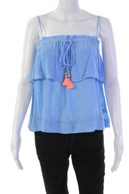 Lilly Pulitzer Womens Sleeveless Cowrie Shell Tassel Accent Blouse Blue Size S - Image 1 of 4