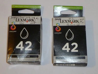 Lexmark 42 Black Ink Printer Cartridge Evercolor New expired- 2 boxes - Image 1 of 4