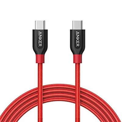 Anker USB C to USB C Cable PowerLine+ USB 2.0 Cord 6ft A8188 - Red - Image 1 of 4