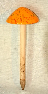 JJ Potts Shroomys Seta Naranja 13" Cerámica Estudio Cerámica Jardín Estaca Foto 1 de 3