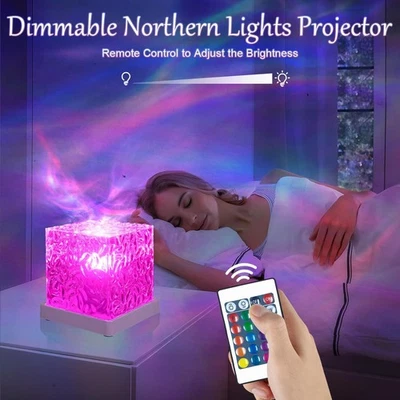 Cube Northern Lights Water Wave Night Light w/Remote LED Atmosphere Lamp Gift - image 1 of 4
