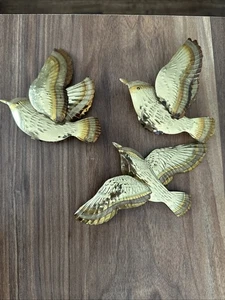 Vintage Flying Sparrows  Home Interior  Wall Hanging Decor Set of 3 Brass - Picture 1 of 5