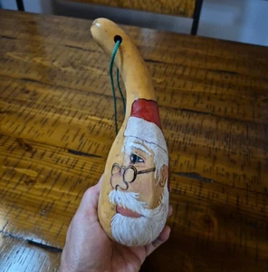 Vintage Hand Painted Christmas Gourd Santa Claus Face Kentucky Country - Picture 1 of 10