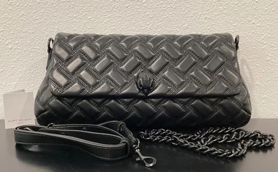 Kurt Geiger Long Kensington Drench Lambskin Leather 2 Straps Black 14"x6.5"x3" - Image 1 of 4