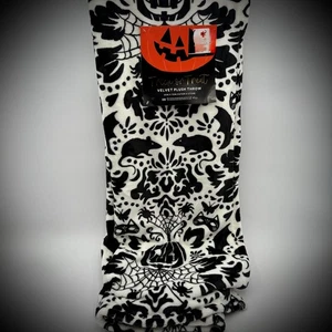 Trick or Treat Halloween Velvet Plush Throw Blanket Black White 50 x 70 - Picture 1 of 6
