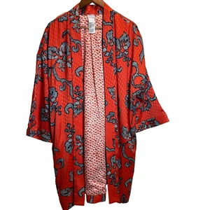 Chico's Orient Bliss Jacquard Print Kimono Orange Spice Women's Size XL or 3 - Picture 1 of 9