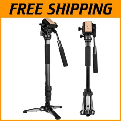 Lightweight Extendable Aluminum Monopod with Fluid Head & Tripod Base - Max 58in - Image 1 of 4