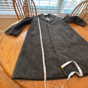 Harris Tweed for Sears soprabito uomo vintage 48R ? Spina di pesce grigia LEGGI - Foto 1 di 15