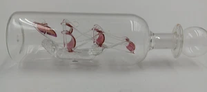 Vintage Hand Blown Glass Ship In A Bottle 8" Long Miniature Beautiful Condition - Picture 1 of 10
