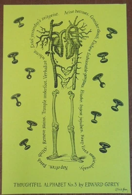 Edward Gorey - Alfabeto reflexivo #3 / Sgd. Edición limitada. Impresión, '96, 18" x 12" NF Foto 1 de 4