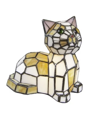 Abajur de acento Dale Tiffany TA100859 gato tigre, abajur de vidro artístico - Imagem 1 de 4