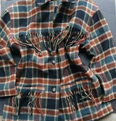 Vintage Pendleton Jacket Womens Large Plaid Fringe Knockabouts Wool Blazer 14 - Image 1 of 4