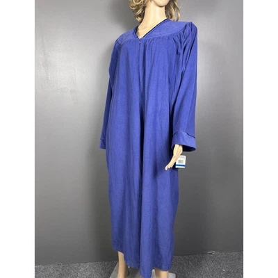 Nuevo Camisón Barbizon Talla XL Terciopelo Azul Cremallera Manga Larga Maxi MuuMuu Foto 1 de 4