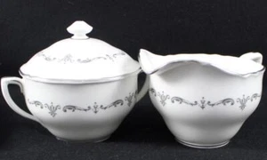 Royal Worcester Silver Chantilly Creamer and Sugar Bowl with Lid - Picture 1 of 4