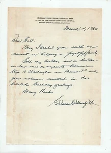 signed 1960 letter by Army General Gilman C. Mudgett (1901-1973) WWII Korean War - Picture 1 of 4