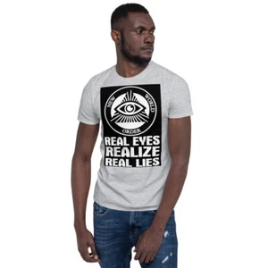 T-shirt unisex nera manica corta Real Eyes Realize Real Lies - Foto 1 di 13
