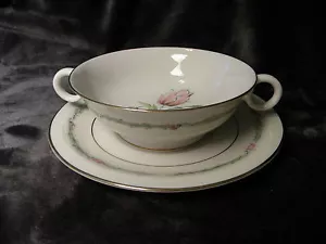 THEODORE HAVILAND GARDEN FLOWER SOUP BOWL & UNDER PLATE,MINT CONDITION - Picture 1 of 7