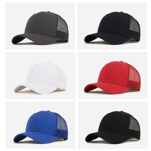 Gorra de béisbol unisex de malla lisa de un solo color para hombre y mujer Sombreros con cierre a presión para camionero - Imagen 1 de 21