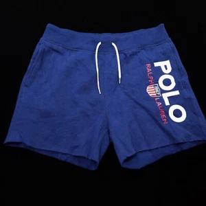 NEW! POLO RALPH LAUREN MENS SWEAT SHORTS -S- BLUE WHITE SHIELD FLEECE CUT OFF - Picture 1 of 12