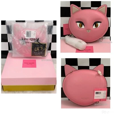 Bolso Bandolera Kate Spade MEOW CAT Rosa Opalino Cuero Italiano Suave Nuevo con Etiquetas - ¡RARO! Foto 1 de 4