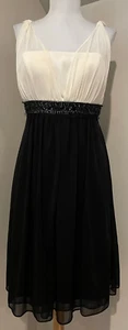 JESSICA HOWARD Womens Black & Cream Evening Occasion Cocktail Dress - Sz 10P 10 - Picture 1 of 6