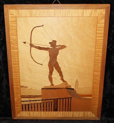 Dresden " Albertbrücke mit Frauenkirche" ,älteres Holz Intarsien Bild - Bild 1 von 3