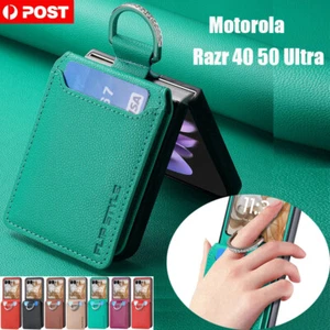 For Motorola Razr 50 60 Ultra Wallet Case Leather Ring Holder Shockproof Cover - Picture 1 of 79