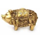 Szczęśliwy chiński fengshui mosiądz bogactwo moneta zodiak świnia świnia zwierzę posąg